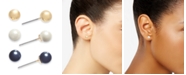 Charter Club Gold-Tone 3-Pc. Set Multi-Imitation Pearl Stud Earrings, Created for Macy's 
